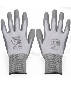 Guanti da Lavoro in PU 24 Paia Bianco e Grigio Misura 9/L