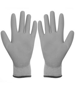 Guanti da Lavoro in PU 24 Paia Bianco e Grigio Misura 9/L