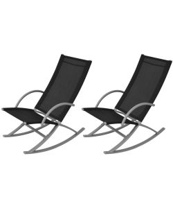 vidaXL Sedie a Dondolo da Giardino - Nero - Set 2 pz