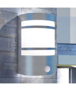 Luce da parete per esterno in acciaio inox con sensore