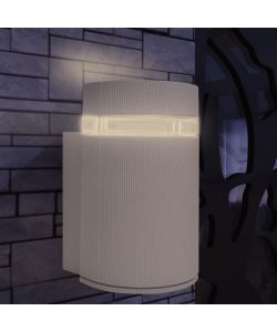 Luce da parete per esterno semi-cilindrica in alluminio grigio