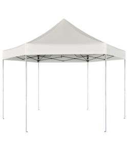 Gazebo Esagonale Pop-Up Pieghevole Bianco Crema 3,6x3,1 m