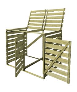 Copribidone Doppio per Spazzatura 240 L in Legno Impregnato