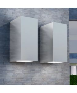 Applique LED da Parete Quadrata 2 pz Proiezione Alto/in Basso