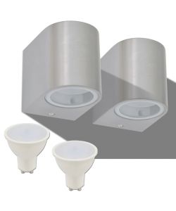 Applique LED 2pz Rotonde da Parete per Esterno Proiezione Basso