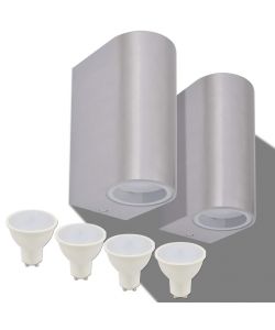 Applique LED Rotonda da Parete 2 pz Proiezione Alto/in Basso