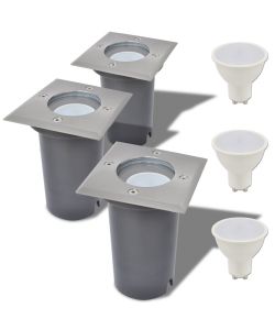 Faretto Carrabile LED 3 pz Quadrato per Esterno