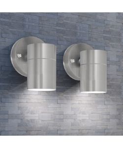 Lampada LED da Parete 2 pz Acciaio Inox Proiezione Basso 42414