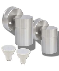 Lampada LED da Parete 2 pz Acciaio Inox Proiezione Basso 42414