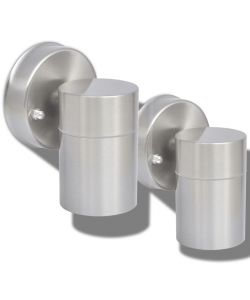 Lampada LED da Parete 2 pz Acciaio Inox Proiezione Basso 42414