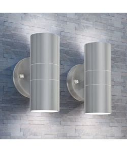 Applique LED Parete 2pz Acciaio Inox Proiezione Alto/Basso
