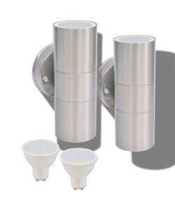 Applique LED Parete 2pz Acciaio Inox Proiezione Alto/Basso