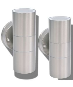Applique LED Parete 2pz Acciaio Inox Proiezione Alto/Basso