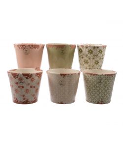 Vaso Terracotta Decorato - Verde o Rosa -  14 cm