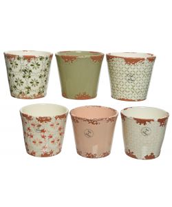 Vaso Terracotta Decorato - Verde o Rosa -  14 cm