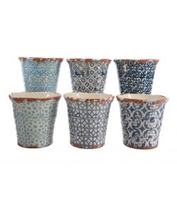 Vaso terracotta decori blu