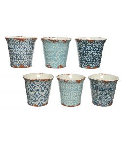 Vaso terracotta decori blu