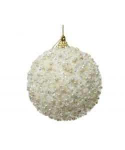 Sfera Bianca perline e paillettes mm80