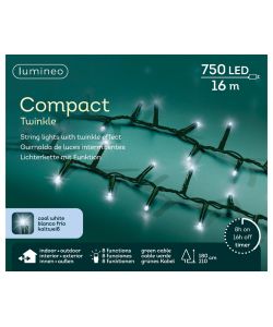 Lumineo Luci Natalizie LED Bianco Freddo - 8 Effetti - 1600 cm