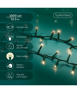 Lumineo Catena Luminosa Compact  1000 LED Bianco Caldo 22,5m Verde