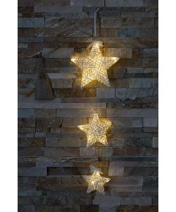 Set di 3 stelle di vimini con led