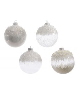 Sfera 80 mm decori preziosi bianco