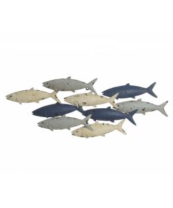Kaemingk Decoro da Muro Metallo Pesci - Blu/Azzurro/Bianco - 70x29.5 cm