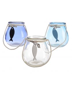Porta tea light vetro pesciolino