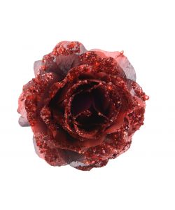 Clip rosa rossa glitterata