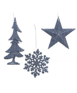 Stella / fiocco di neve / albero glitter blu