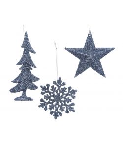 Stella / fiocco di neve / albero glitter blu