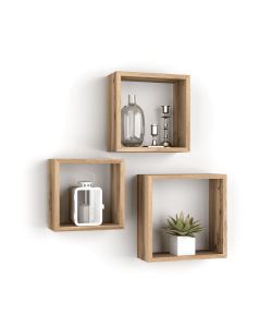 Set 3 cubi da parete Rovere Sonoma30x30 cm MDF - Fissaggio avvitato