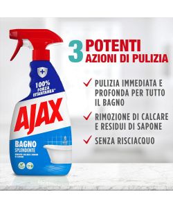 AJAX Detersivo Spray Bagno Splendente 600 ml - Rimuove Calcare e Macchie
