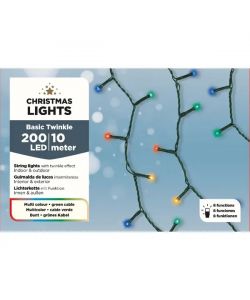 Luci di Natale 200 LED Multicolore Interno Esterno 9,95 m - Cavo Verde