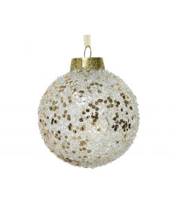 Sfera Champagne con glitter oro 8cm