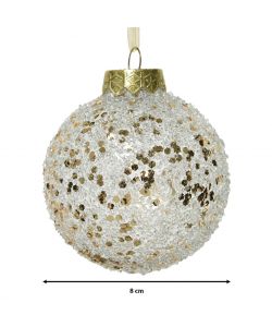 Sfera Champagne con glitter oro 8cm