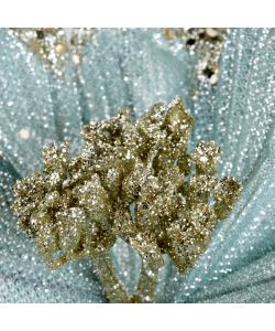 Kaemingk Decorazione Natalizia - Fiore Glitter Azzurro/Verde - 27 cm