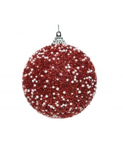 Sfera glitter rossa con pois bianchi