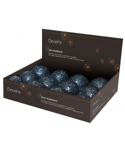 Sfera infrangibile glitter blu 8cm