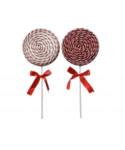 Lecca Lecca natalizio con glitter Rosso bianco