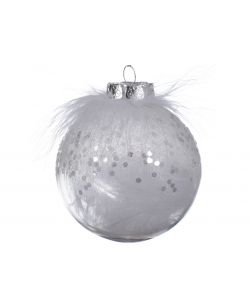 Sfera piume e glitter 8 cm