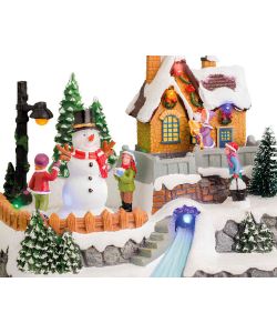 Lumineo Carillon Casetta di Natale Innevata LED Multicolore 15x21 cm