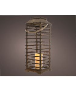 Lanterna in legno con luce LED 35,5x35,5x h100 cm