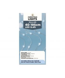 40 luci micro led a batteria luce bianco fredda int.