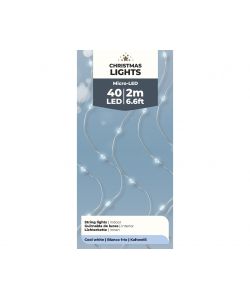 Luci di Natale Eleganti 40 Micro-LED a Batteria - Bianco Freddo - 2 m