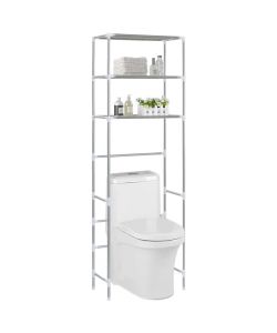 Scaffale per Bagno con 3 Ripiani Argento 53x28x169 cm