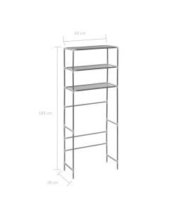 vidaXL Scaffale per Lavatrice 3 Ripiani Argento 69x28x169 cm - Spazio Aggiuntivo per Bagno e Lavanderia