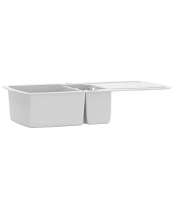 Lavello da Cucina in Granito Vasca Doppia Bianco