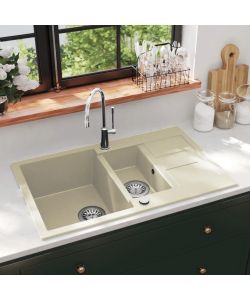 Lavello da Cucina in Granito Vasca Doppia Beige