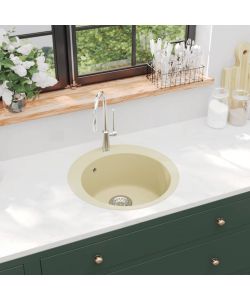 Lavello da Cucina in Granito Vasca Singola Tonda Beige
